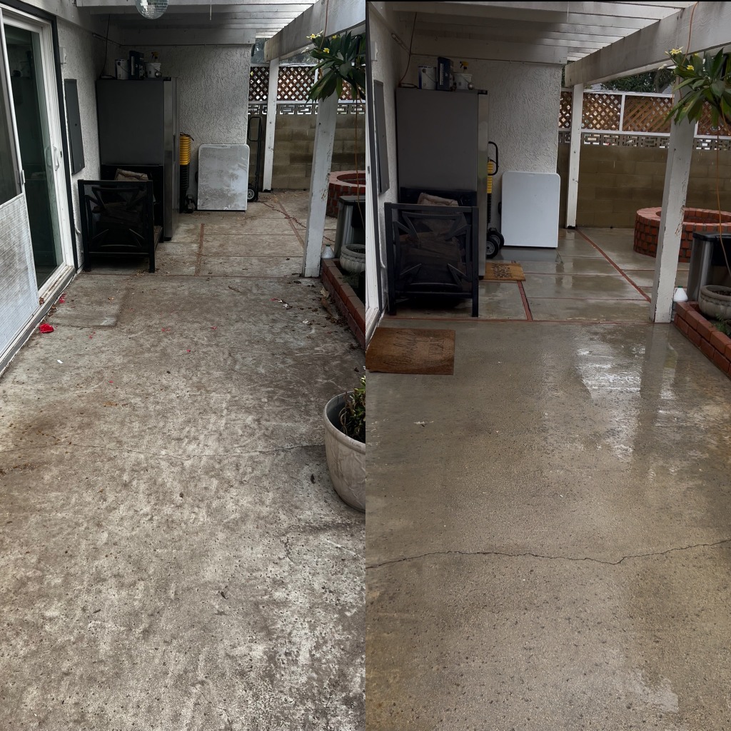 Before and after pressure washing transformation